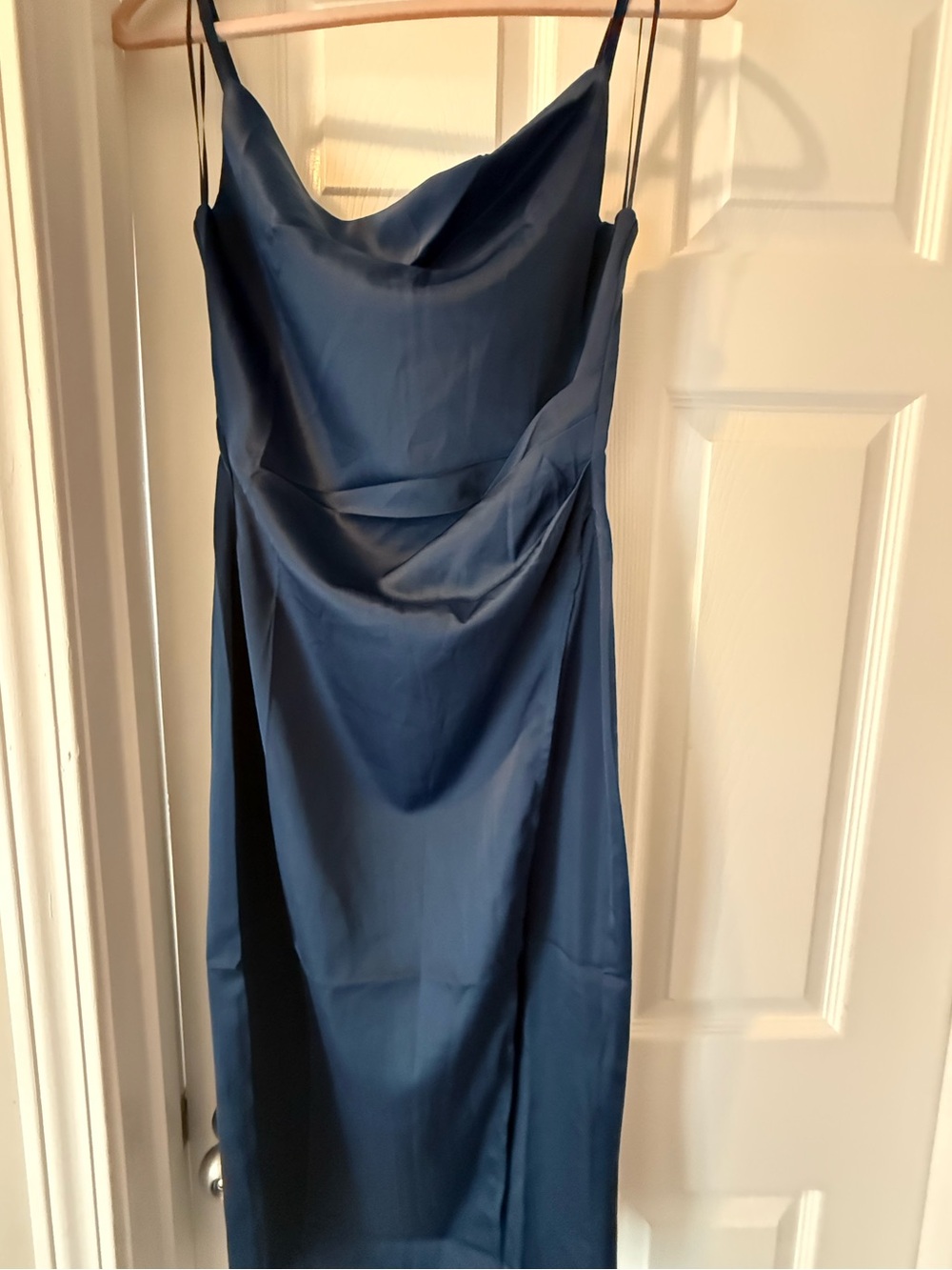 Inmod Satin Cowl Neck Slip Dress - Navy